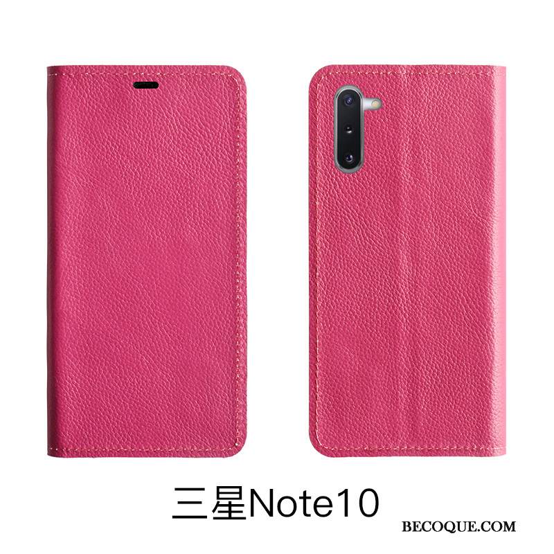 Kuori Samsung Galaxy Note 10 Lite Kuoret Puhelimen Kuoret Lehmä, Kotelo Samsung Galaxy Note 10 Lite Nahka Punainen Litsi