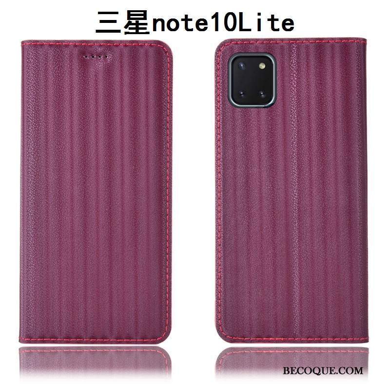Kuori Samsung Galaxy Note 10 Lite Laukut Kaltevuus Puhelimen Kuoret, Kotelo Samsung Galaxy Note 10 Lite Nahka Kukkakuvio Viini Punainen