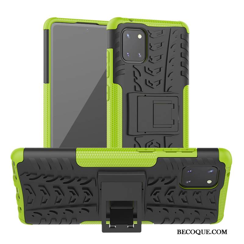 Kuori Samsung Galaxy Note 10 Lite Laukut Pesty Suede Dekompressointi, Kotelo Samsung Galaxy Note 10 Lite Tuki Trendi Vihreä