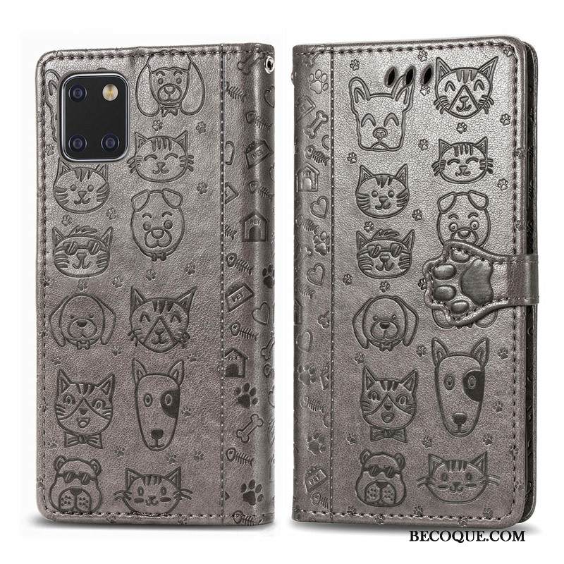 Kuori Samsung Galaxy Note 10 Lite Nahka Kukka Violetti, Kotelo Samsung Galaxy Note 10 Lite Kuoret Koira Puhelimen Kuoret