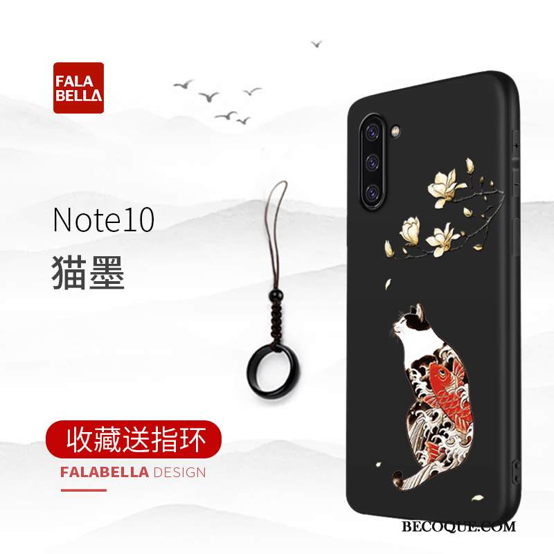 Kuori Samsung Galaxy Note 10 Luova Kiinalainen Tyyli Uusi, Kotelo Samsung Galaxy Note 10 Silikoni Pesty Suede Musta