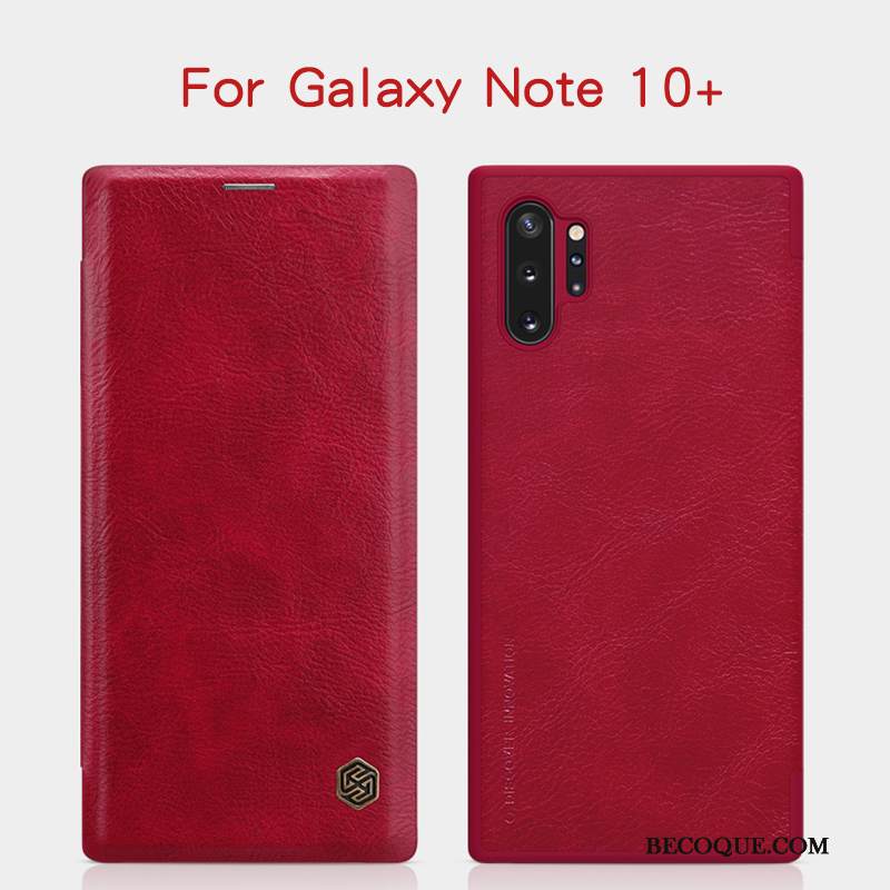 Kuori Samsung Galaxy Note 10+ Nahka Kulta Musta, Kotelo Samsung Galaxy Note 10+