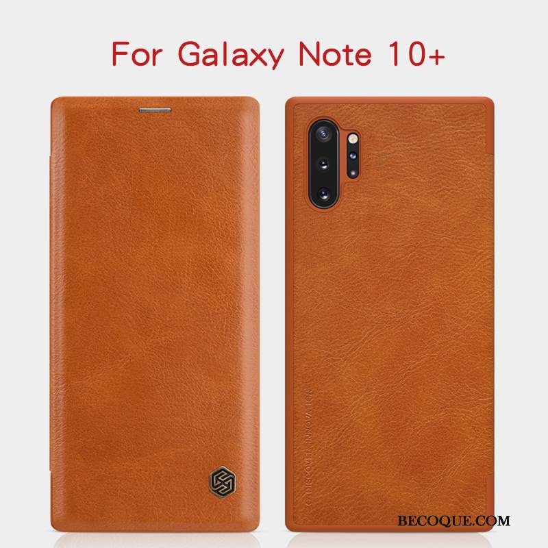 Kuori Samsung Galaxy Note 10+ Nahka Kulta Musta, Kotelo Samsung Galaxy Note 10+