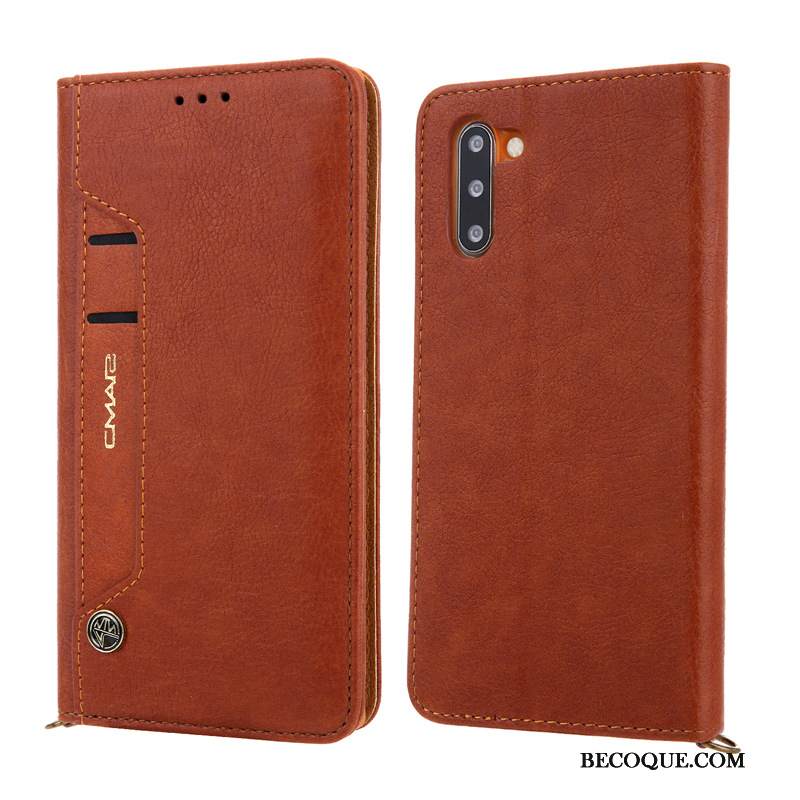 Kuori Samsung Galaxy Note 10 Nahka Puhelimen Kuoret Sininen, Kotelo Samsung Galaxy Note 10 Kuoret Kortti