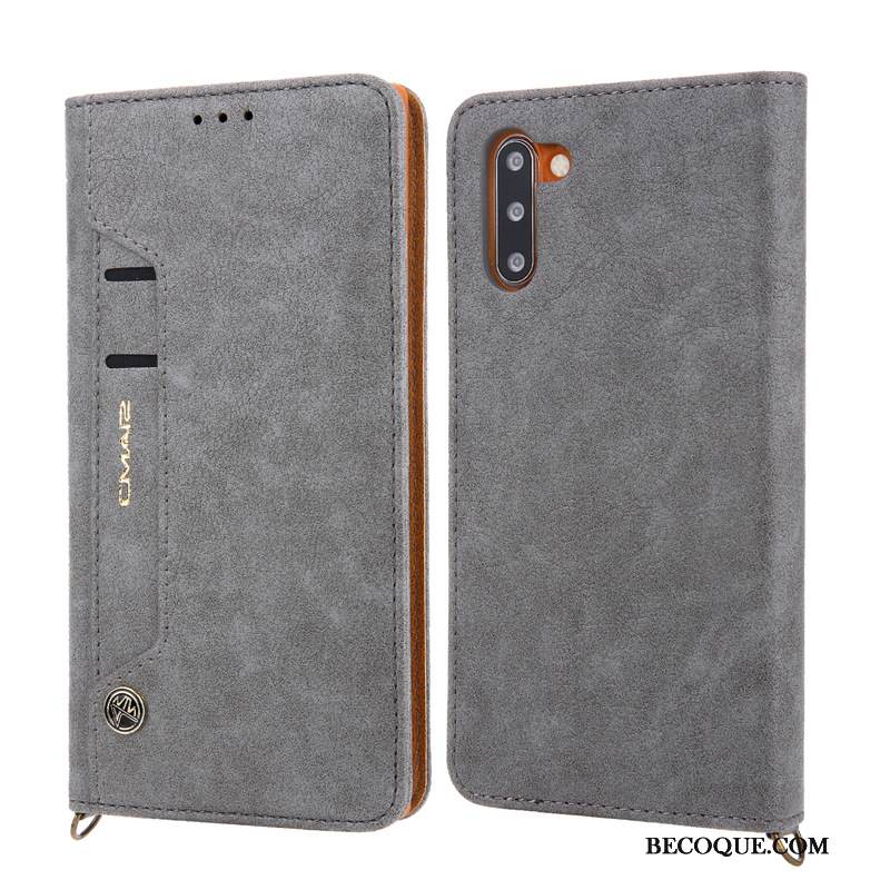 Kuori Samsung Galaxy Note 10 Nahka Puhelimen Kuoret Sininen, Kotelo Samsung Galaxy Note 10 Kuoret Kortti