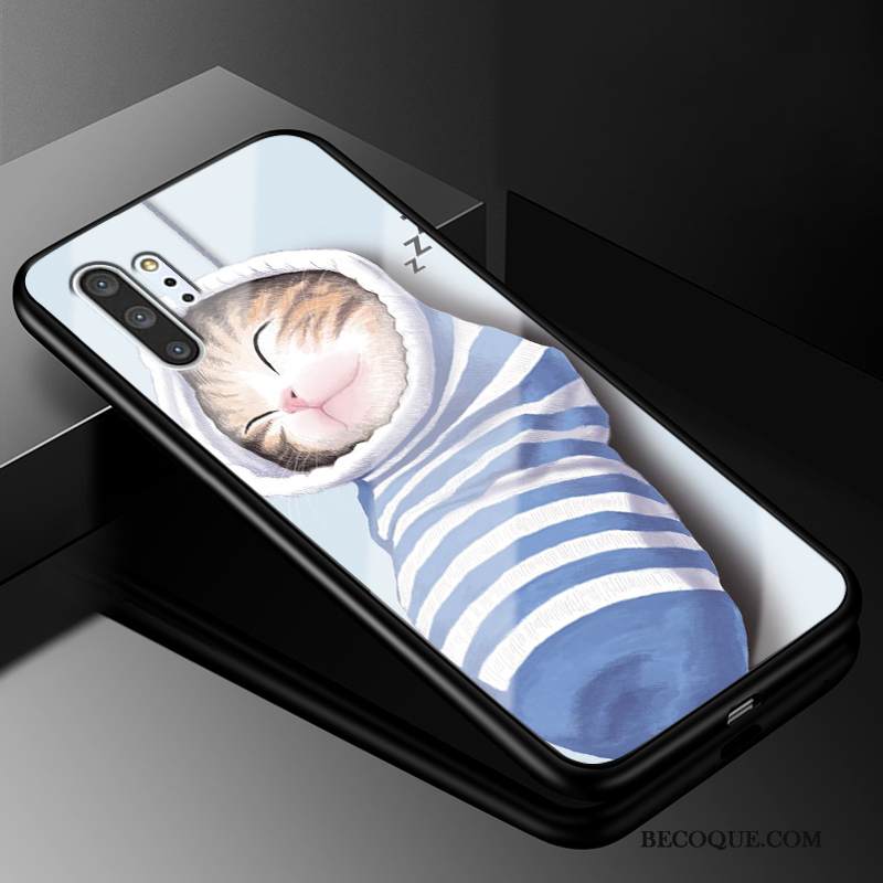 Kuori Samsung Galaxy Note 10+ Sarjakuva Murtumaton Valkoinen, Kotelo Samsung Galaxy Note 10+ Suojaus Kova Lasi