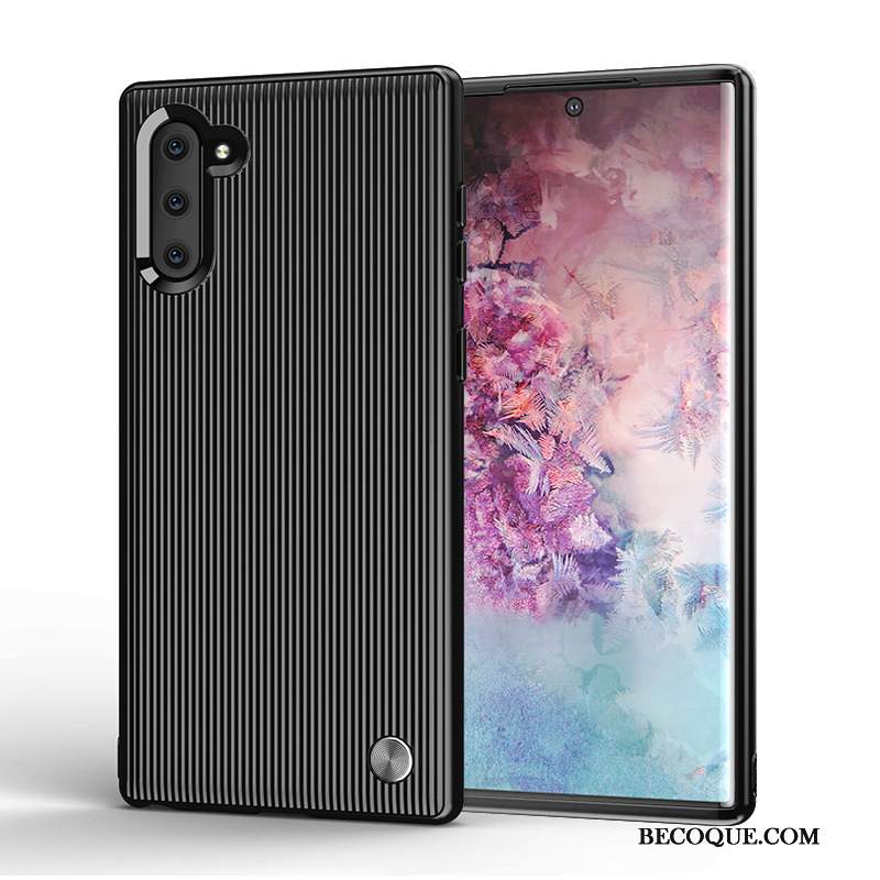 Kuori Samsung Galaxy Note 10 Suojaus Puhelimen Kuoret Murtumaton, Kotelo Samsung Galaxy Note 10 Pehmeä Neste Raita Musta