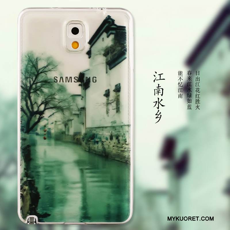 Kuori Samsung Galaxy Note 3 Maalaus Ultra Vihreä, Kotelo Samsung Galaxy Note 3 Pehmeä Neste Ohut