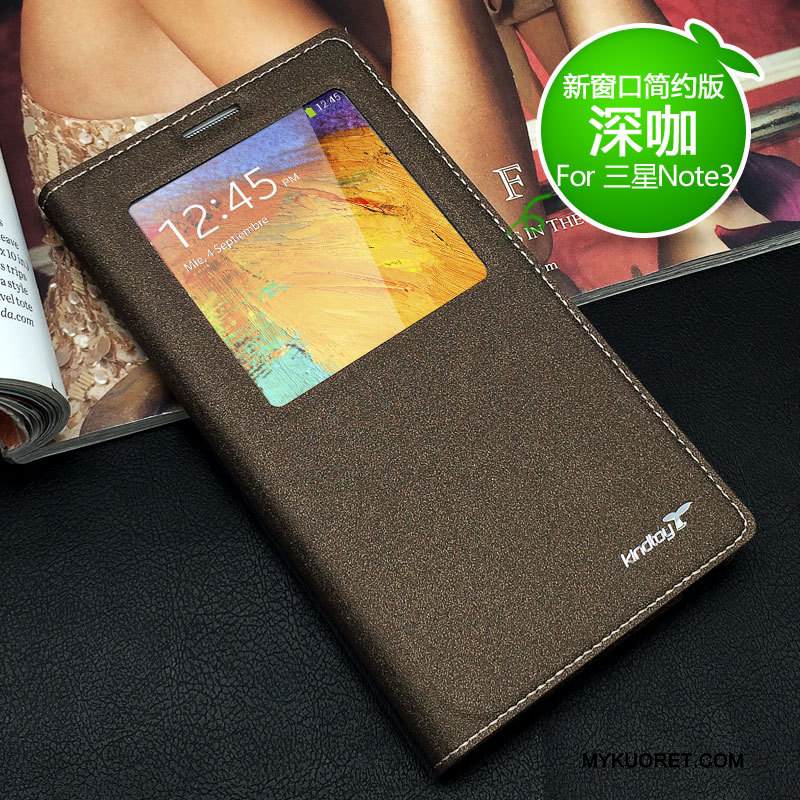 Kuori Samsung Galaxy Note 3 Nahka Uusi Kulta, Kotelo Samsung Galaxy Note 3 Suojaus Puhelimen Kuoret