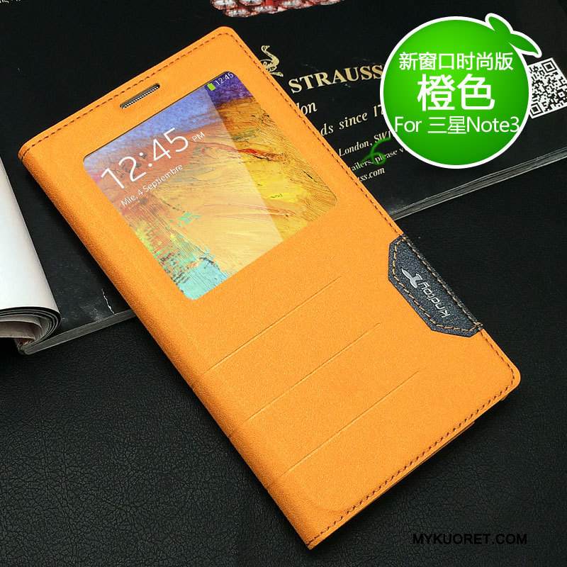 Kuori Samsung Galaxy Note 3 Nahka Uusi Kulta, Kotelo Samsung Galaxy Note 3 Suojaus Puhelimen Kuoret