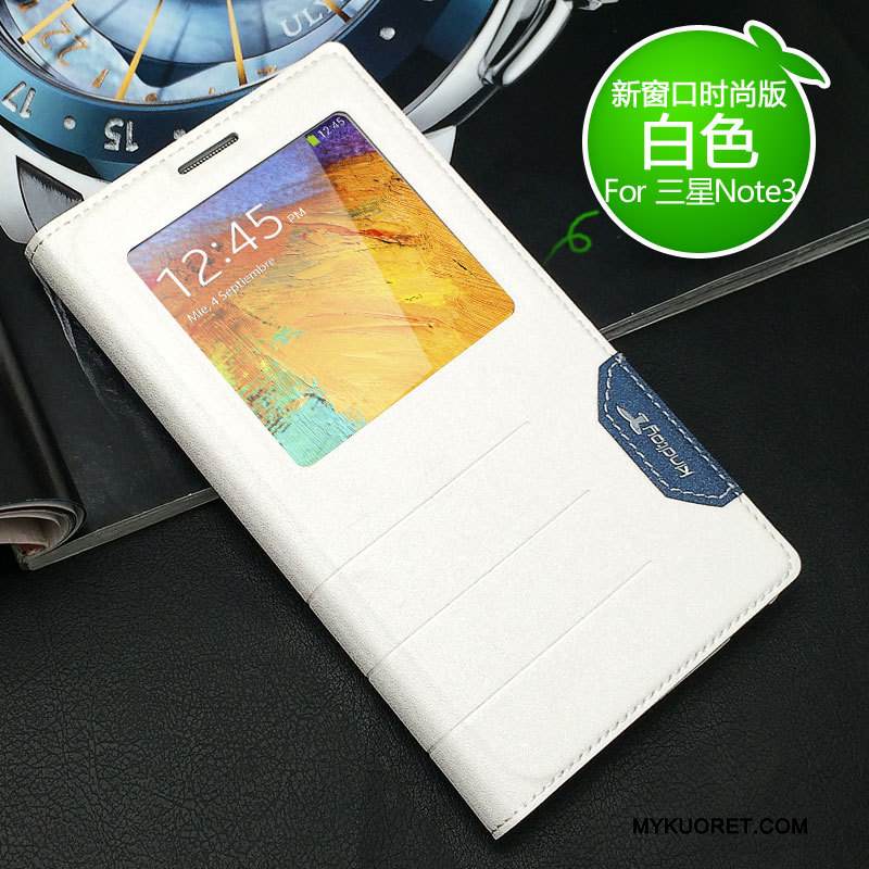 Kuori Samsung Galaxy Note 3 Nahka Uusi Kulta, Kotelo Samsung Galaxy Note 3 Suojaus Puhelimen Kuoret