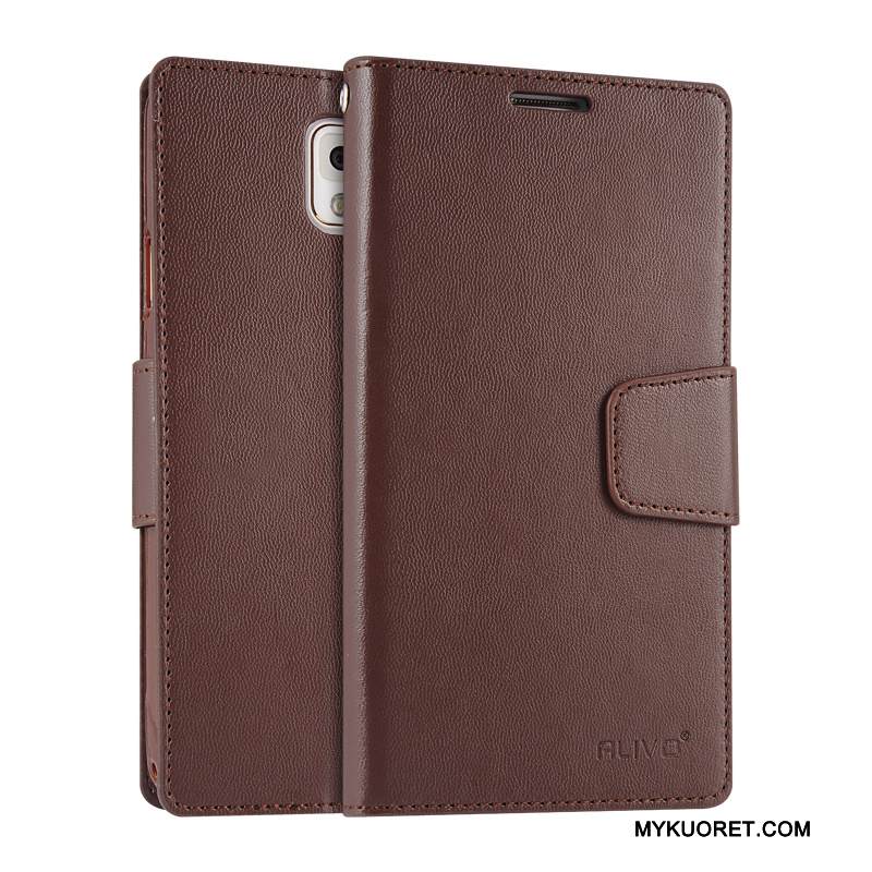 Kuori Samsung Galaxy Note 3 Nahka Violetti Puhelimen Kuoret, Kotelo Samsung Galaxy Note 3 Suojaus