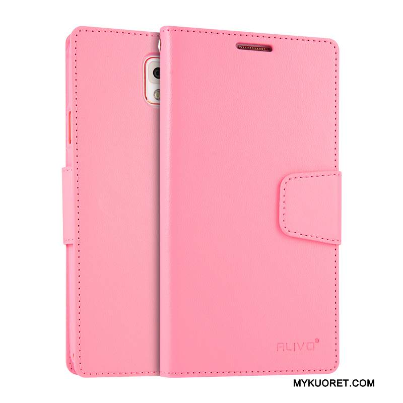 Kuori Samsung Galaxy Note 3 Nahka Violetti Puhelimen Kuoret, Kotelo Samsung Galaxy Note 3 Suojaus