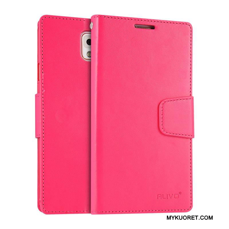 Kuori Samsung Galaxy Note 3 Nahka Violetti Puhelimen Kuoret, Kotelo Samsung Galaxy Note 3 Suojaus