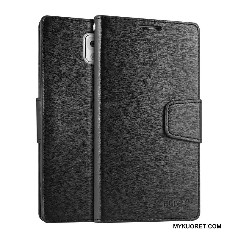 Kuori Samsung Galaxy Note 3 Nahka Violetti Puhelimen Kuoret, Kotelo Samsung Galaxy Note 3 Suojaus