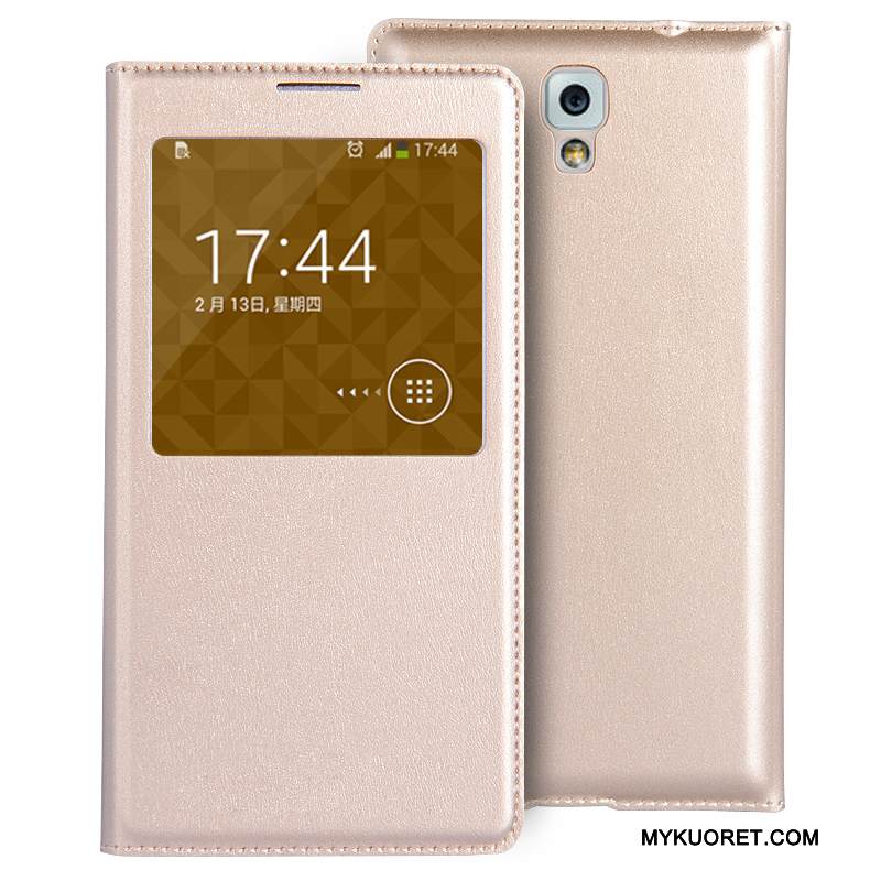 Kuori Samsung Galaxy Note 3 Nahka Violetti Puhelimen Kuoret, Kotelo Samsung Galaxy Note 3 Suojaus