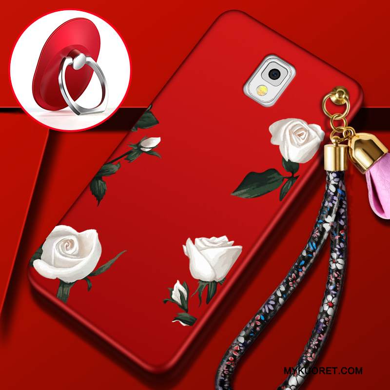 Kuori Samsung Galaxy Note 3 Suojaus Murtumaton Puhelimen Kuoret, Kotelo Samsung Galaxy Note 3 Pehmeä Neste Punainen Pesty Suede