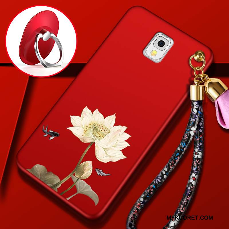 Kuori Samsung Galaxy Note 3 Suojaus Murtumaton Puhelimen Kuoret, Kotelo Samsung Galaxy Note 3 Pehmeä Neste Punainen Pesty Suede