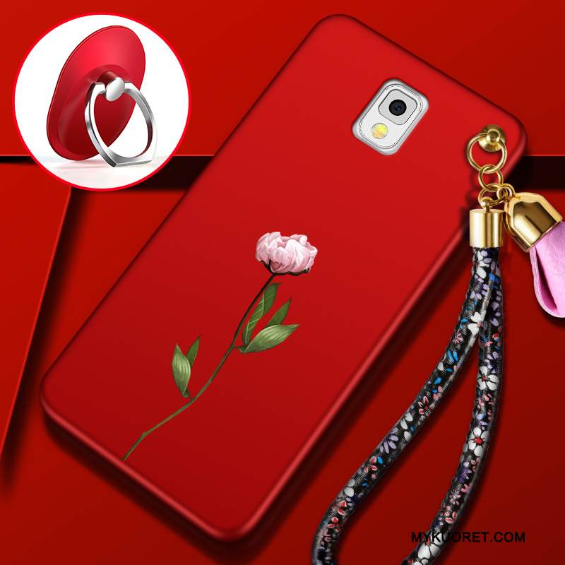 Kuori Samsung Galaxy Note 3 Suojaus Murtumaton Puhelimen Kuoret, Kotelo Samsung Galaxy Note 3 Pehmeä Neste Punainen Pesty Suede