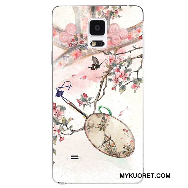 Kuori Samsung Galaxy Note 4 Kukka- Violetti Kiinalainen Tyyli, Kotelo Samsung Galaxy Note 4 Silikoni Puhelimen Kuoret Ripustettavat Koristeet