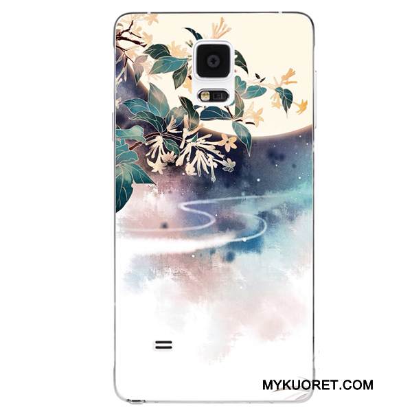 Kuori Samsung Galaxy Note 4 Kukka- Violetti Kiinalainen Tyyli, Kotelo Samsung Galaxy Note 4 Silikoni Puhelimen Kuoret Ripustettavat Koristeet