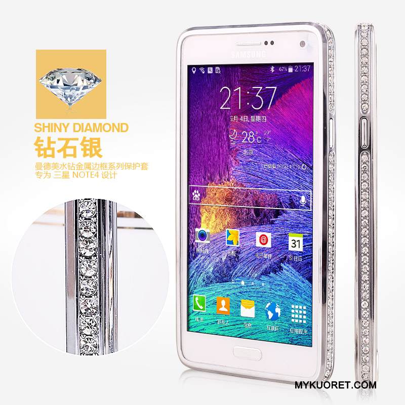 Kuori Samsung Galaxy Note 4 Metalli Kehys Puhelimen Kuoret, Kotelo Samsung Galaxy Note 4 Suojaus Trendi Kulta