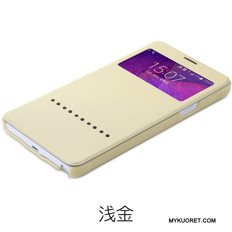 Kuori Samsung Galaxy Note 4 Nahka Valkoinen Windows, Kotelo Samsung Galaxy Note 4 Suojaus Puhelimen Kuoret