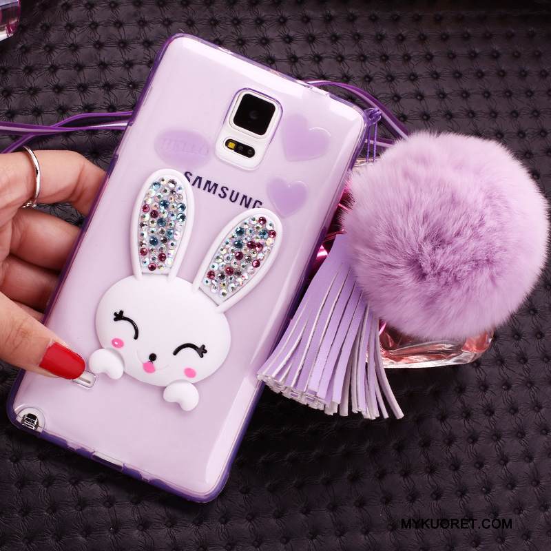 Kuori Samsung Galaxy Note 4 Silikoni Pompon Violetti, Kotelo Samsung Galaxy Note 4 Strassi Kani Puhelimen Kuoret