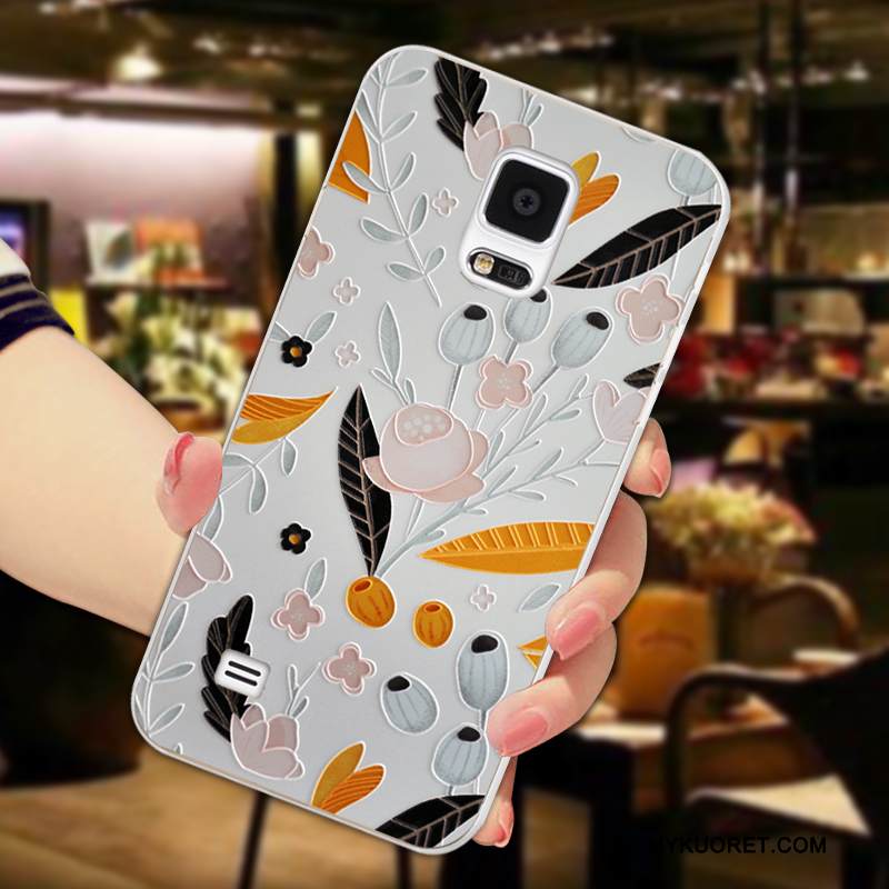 Kuori Samsung Galaxy Note 4 Suojaus Vihreä Kukka, Kotelo Samsung Galaxy Note 4 Pehmeä Neste Murtumaton Vaalean