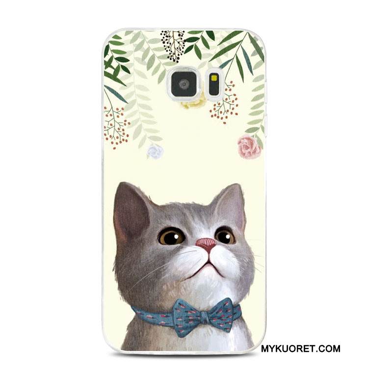 Kuori Samsung Galaxy Note 5 Kohokuviointi Kukka Kissa, Kotelo Samsung Galaxy Note 5 Silikoni Violetti Puhelimen Kuoret