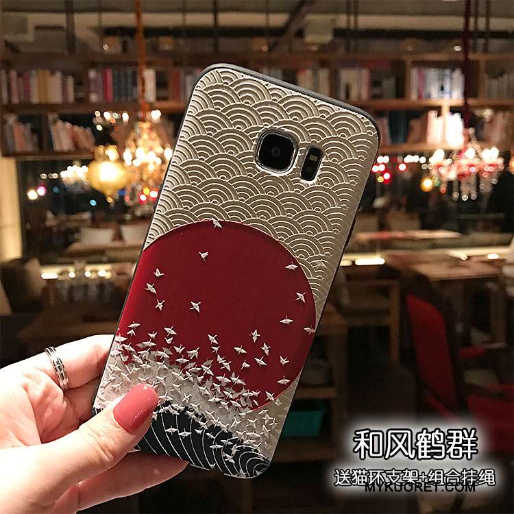 Kuori Samsung Galaxy Note 5 Kohokuviointi Puhelimen Kuoret Musta, Kotelo Samsung Galaxy Note 5 Pehmeä Neste Tuuli Pesty Suede