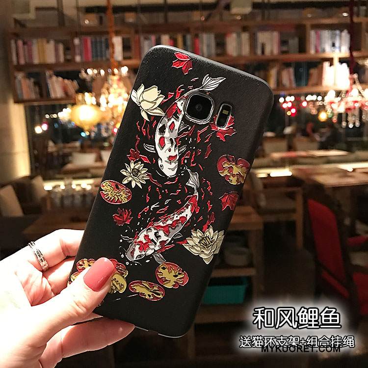 Kuori Samsung Galaxy Note 5 Kohokuviointi Puhelimen Kuoret Musta, Kotelo Samsung Galaxy Note 5 Pehmeä Neste Tuuli Pesty Suede