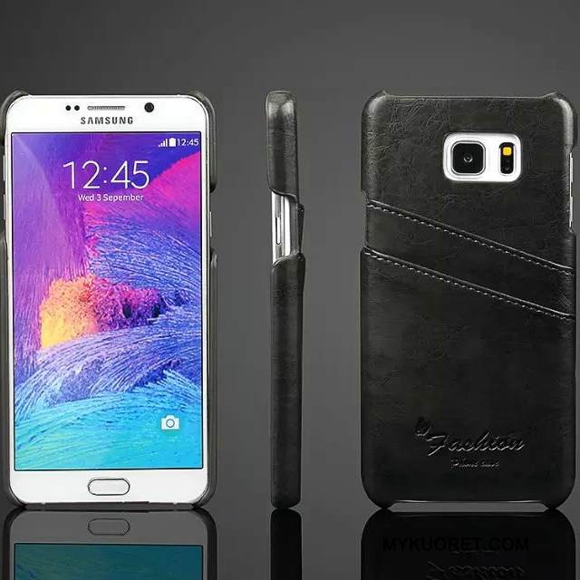 Kuori Samsung Galaxy Note 5 Nahka Takakansi Persoonallisuus, Kotelo Samsung Galaxy Note 5 Suojaus Kortti Sininen
