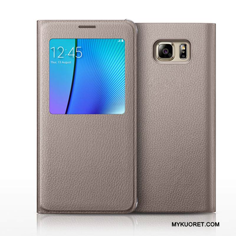 Kuori Samsung Galaxy Note 5 Nahka Vaalean Horrostila, Kotelo Samsung Galaxy Note 5 Kuoret Murtumaton Puhelimen Kuoret