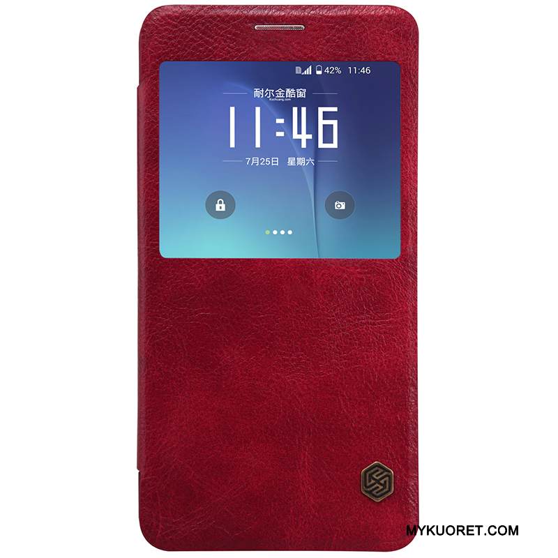 Kuori Samsung Galaxy Note 5 Nahka Valkoinen Kulta, Kotelo Samsung Galaxy Note 5 Suojaus Puhelimen Kuoret