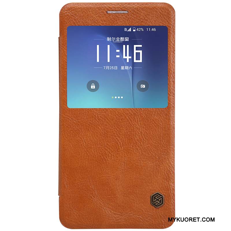 Kuori Samsung Galaxy Note 5 Nahka Valkoinen Kulta, Kotelo Samsung Galaxy Note 5 Suojaus Puhelimen Kuoret