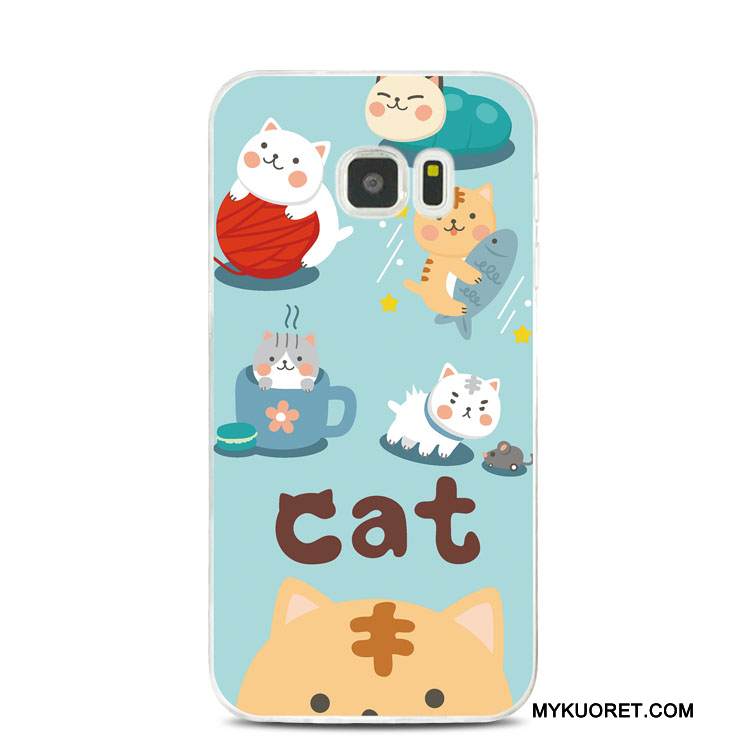 Kuori Samsung Galaxy Note 5 Pehmeä Neste Kissa Sininen, Kotelo Samsung Galaxy Note 5 Kohokuviointi Puhelimen Kuoret