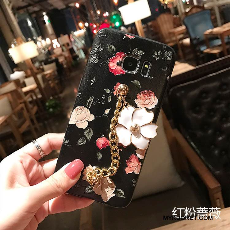 Kuori Samsung Galaxy Note 5 Pehmeä Neste Kukka Vihreä, Kotelo Samsung Galaxy Note 5 Kohokuviointi Pesty Suede Musta