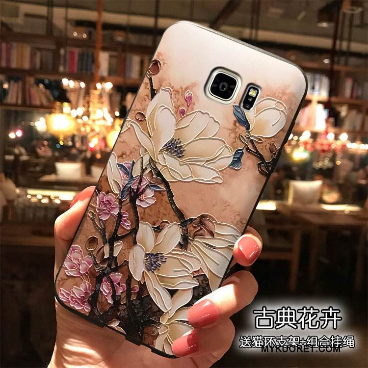 Kuori Samsung Galaxy Note 5 Silikoni Puhelimen Kuoret Kukka, Kotelo Samsung Galaxy Note 5 Trendi Sininen