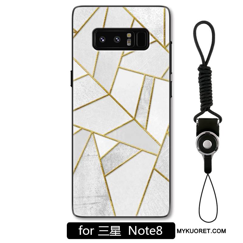 Kuori Samsung Galaxy Note 8 Kohokuviointi Ripustettavat Koristeet Murtumaton, Kotelo Samsung Galaxy Note 8 Suojaus Kova Valkoinen