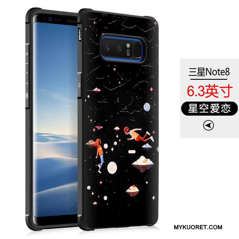 Kuori Samsung Galaxy Note 8 Luova Musta Pesty Suede, Kotelo Samsung Galaxy Note 8 Pehmeä Neste Trendi Persoonallisuus