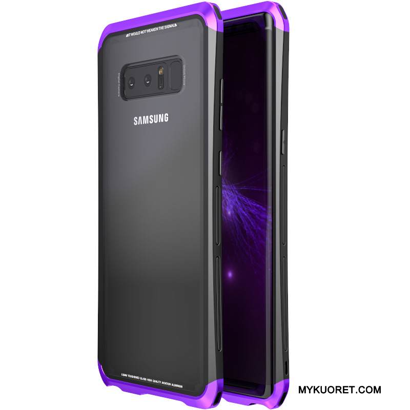 Kuori Samsung Galaxy Note 8 Metalli Karkaisu Läpinäkyvä, Kotelo Samsung Galaxy Note 8 Suojaus Murtumaton Kova