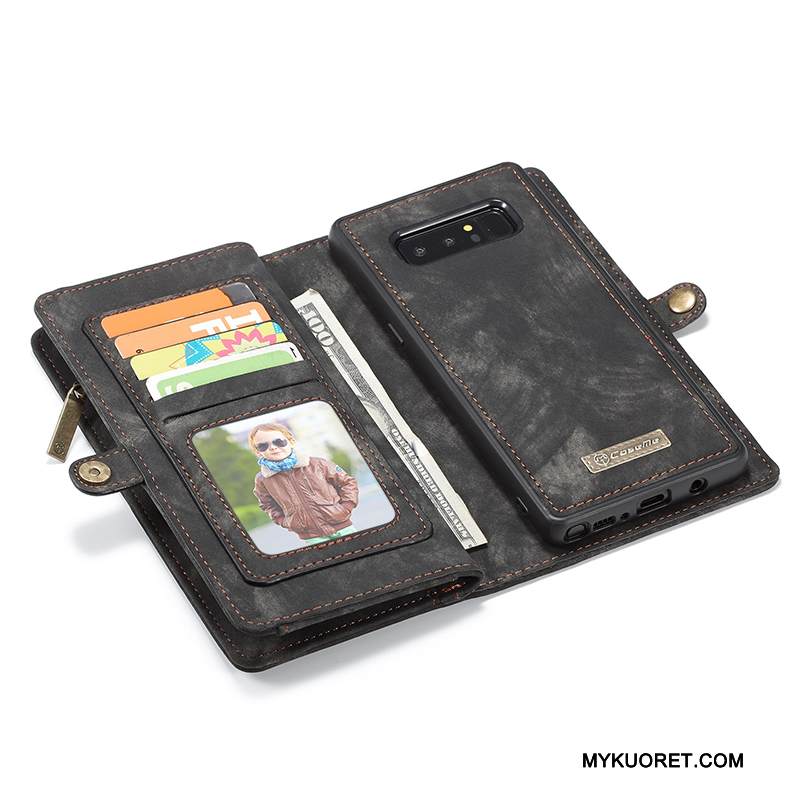 Kuori Samsung Galaxy Note 8 Nahka Magneettinen Punainen, Kotelo Samsung Galaxy Note 8 Kuoret Puhelimen Kuoret Kortti