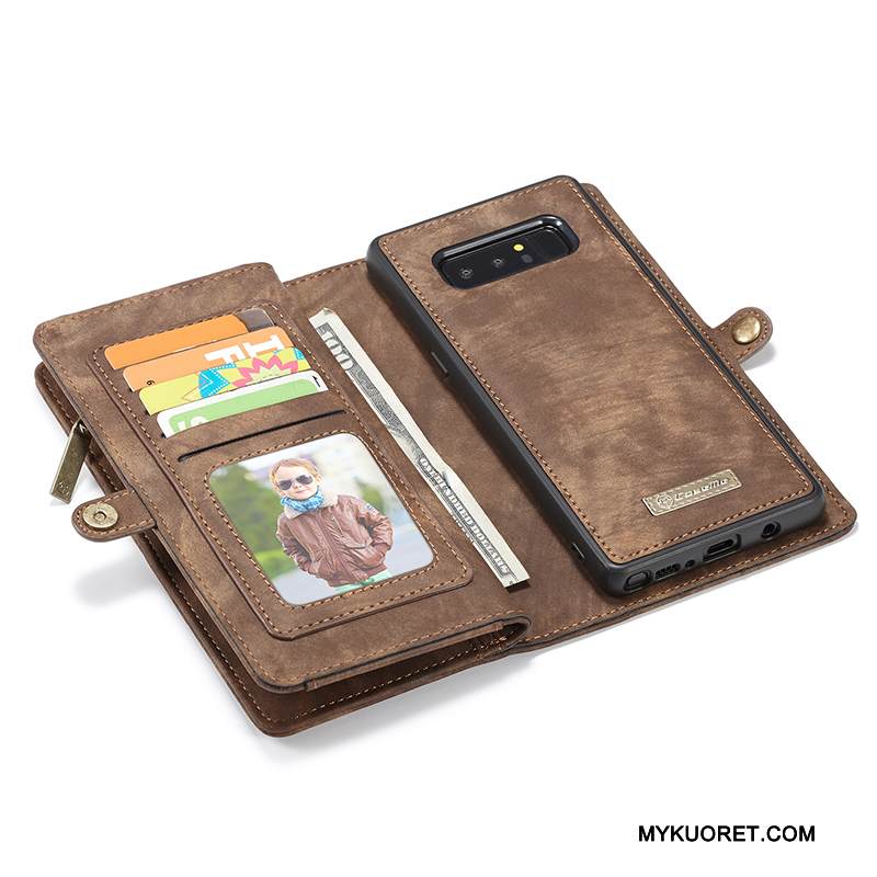 Kuori Samsung Galaxy Note 8 Nahka Magneettinen Punainen, Kotelo Samsung Galaxy Note 8 Kuoret Puhelimen Kuoret Kortti