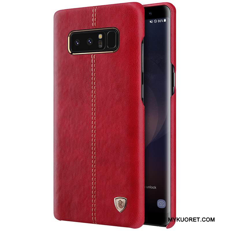 Kuori Samsung Galaxy Note 8 Nahka Puhelimen Kuoret Sininen, Kotelo Samsung Galaxy Note 8 Suojaus Kulta Murtumaton