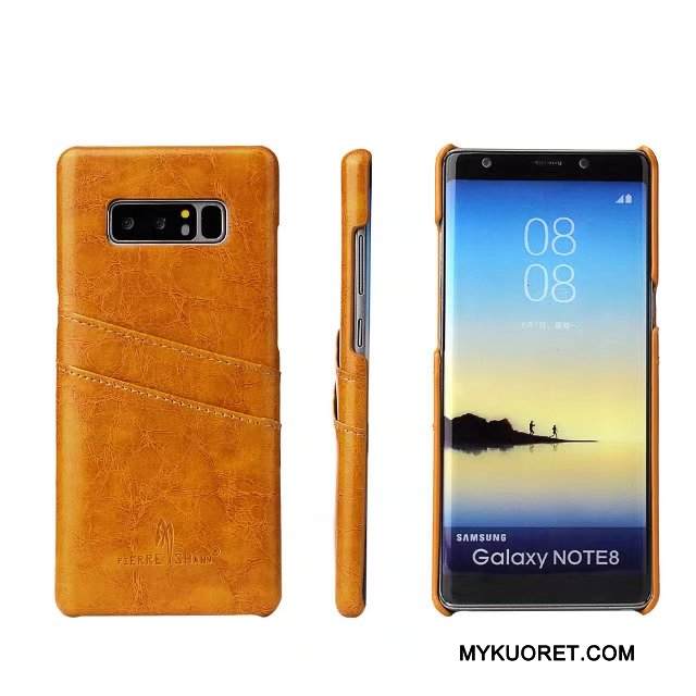 Kuori Samsung Galaxy Note 8 Nahka Takakansi Puhelimen Kuoret, Kotelo Samsung Galaxy Note 8 Suojaus Kortti Sininen