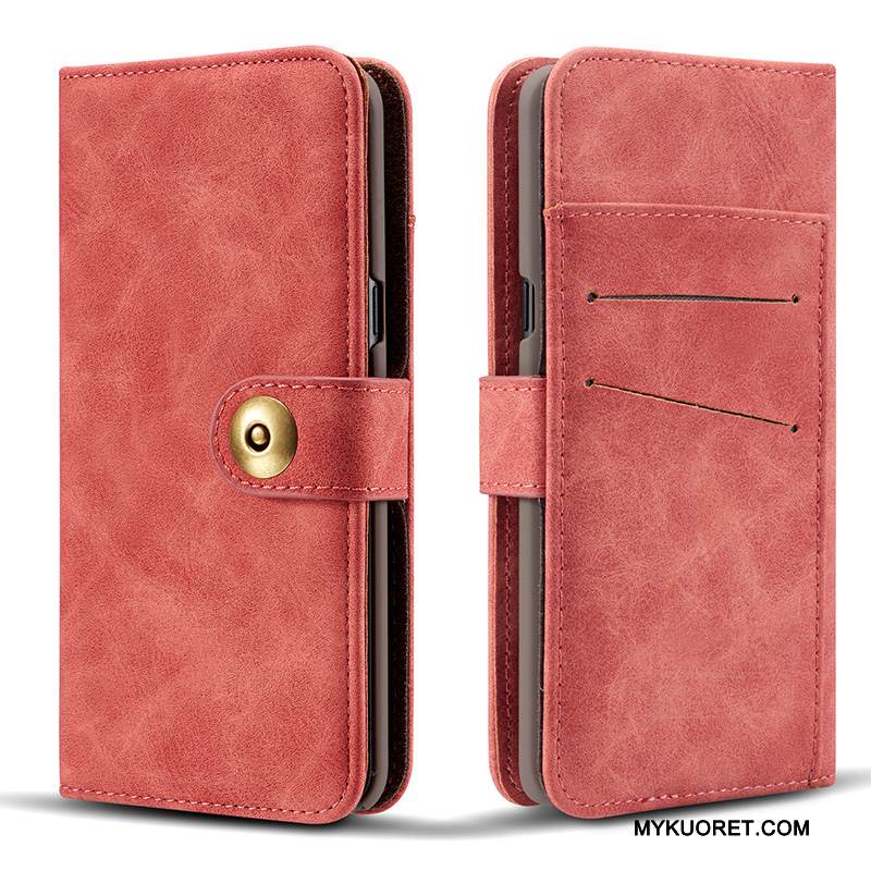 Kuori Samsung Galaxy Note 8 Nahka Vesimeloni Oranssi, Kotelo Samsung Galaxy Note 8 Kuoret Punainen Magneettinen