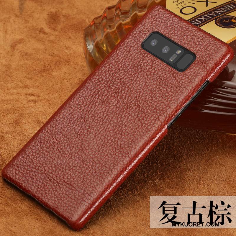 Kuori Samsung Galaxy Note 8 Nahka Yksinkertainen Musta, Kotelo Samsung Galaxy Note 8 Suojaus Kehys Muokata