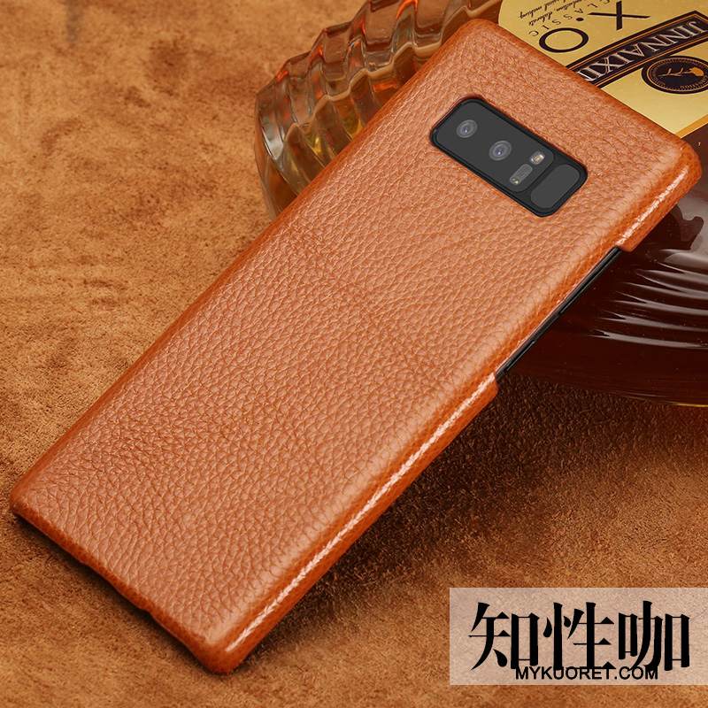 Kuori Samsung Galaxy Note 8 Nahka Yksinkertainen Musta, Kotelo Samsung Galaxy Note 8 Suojaus Kehys Muokata