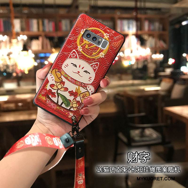 Kuori Samsung Galaxy Note 8 Sarjakuva Ihana Trendi, Kotelo Samsung Galaxy Note 8 Silikoni Rikkaus Punainen